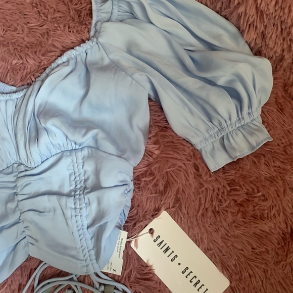 Ruched Puff Sleeve Crop Top - Picture 4 of 6